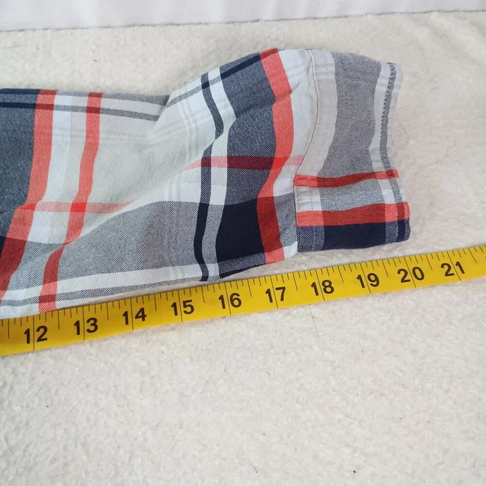 The North Face Mens XL Plaid Flannel Shirt Red Blue Gray Button Up Outdoor